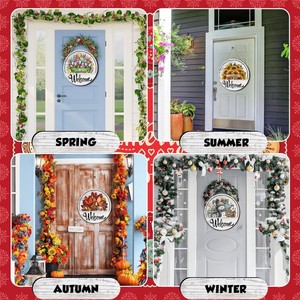 16-piece <b>Welcome</b> Door <b>Sign</b> Set, Interchangeable Front Door Decor, Rustic Autumn Seasonal Hanging <b>Sign</b> for Halloween and Christma - Product Image 2