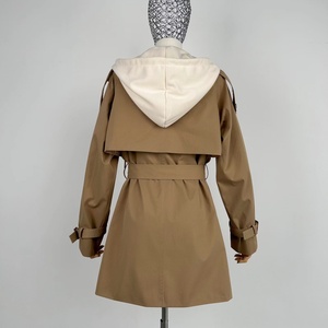<span class=keywords><strong>Trench</strong></span> Coat da <span class=keywords><strong>Donna</strong></span> con <span class=keywords><strong>Cappuccio</strong></span>, Doppio Petto, Lungo, Antivento, Colore Kaki - Vendita all'Ingrosso - Product Image 3
