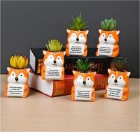 Pot de fleurs en céramique miniature en forme de renard, cadeau de motivation personnalisé pour le bureau, idéal pour les plantes succulentes et les cactus
