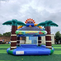 Auvent de piscine gonflable pour fête estivale tropicale avec piliers en forme de palmiers pour jeux aquatiques en plein air et événements de plage