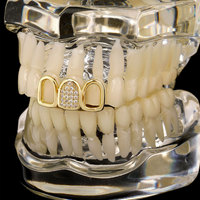 3 pièces Grillz dentaire Hip Hop Bling Zircon, design ajouré, plaqué or, style Punk diamant, unisexe, pour usage quotidien, décoration dentaire