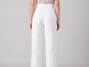 Pantalons larges à taille haute élégants pour femmes, blancs, avec poches arrière, pour le bureau, le quotidien, pantalons décontractés pour femmes - Product Image 3