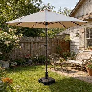 <span class=keywords><strong>Sombrilla</strong></span> de Patio Plegable Impermeable Moderna de Hierro de 2.3 <span class=keywords><strong>Metros</strong></span>, Color Beige Perla, con Manivela y Función de Inclinación, Ligera, <span class=keywords><strong>Tela</strong></span> de 200g, para Parque - Product Image 1