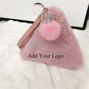 Stylish Plush Rabbit Fur Triangle Handbag for Fashion <strong>Lovers</strong> - Product Image 4