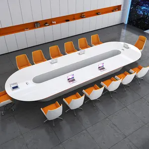 Mesa redonda moderna para sala de reuniones, muebles de oficina comercial, escritorio de formación escolar, juego de sillas de mesa de conferencia para 18 personas