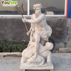 YOUFINEアウトドア等身大古典ローマ白天然大理石海の神ポセイドン彫刻像 - Product Image 3