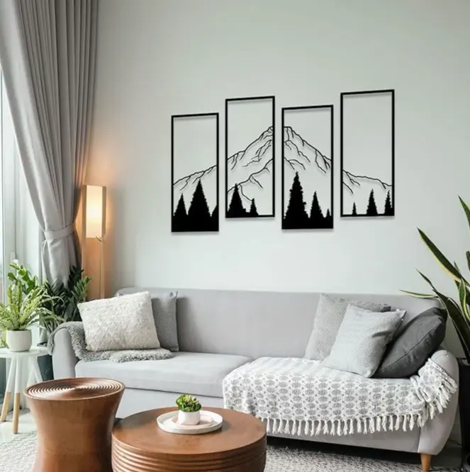 Decorazione in metallo di montagna per soggiorno con ciondolo interno residenziale personalizzato