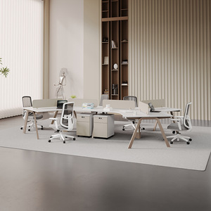 Bureau de travail modulaire à 120 degrés, extensible, table d'<span class=keywords><strong>ordinateur</strong></span> en nid d'abeille pour 3 à 6 personnes avec <span class=keywords><strong>armoire</strong></span> - Product Image 4