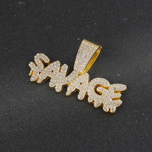 Collier et pendentif lettres style punk, chaîne à maillons brillants effet glacé avec ras-de-cou en chaîne corde, bijoux hip-hop pour hommes - Product Image 2