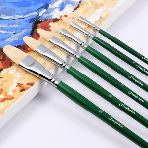 Mango de madera verde para pintura al óleo, <span class=keywords><strong>cepillo</strong></span> de <span class=keywords><strong>cerdas</strong></span> de cerdo Natural, pinceles para artista - Product Image 2