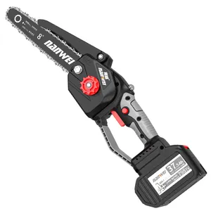 NANWEI portátil elétrica mini serra aparador de madeira 21V motosserra bateria serra sem fio chain saw 6/8 polegada