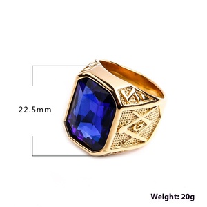 Erkek moda yüzükler bilezik seti avrupa amerikan tarzı Hip Hop büyük taşlar AJ titanyum paslanmaz çelik masonik için - Product Image 3