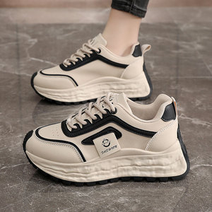 Zapatos de Mujer 2026, Impermeables, Casuales, Transpirables, Blancos, con Cordones, Punta Redonda, Suela Plana, para Primavera, Otoño e Invierno - Product Image 3