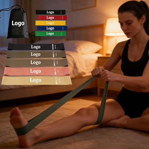 Set di Fasce Elastiche in Lattice con Logo Personalizzato, Mini Bande di Resistenza per Fianchi, per Palestra Domestica, Yoga, Fitness, Allenamento, Esercizio Fisico, 5 Livelli di Resistenza - Product Image 3
