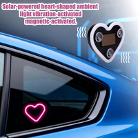 Lampe d'ambiance solaire pour voiture 2026, affichage LED sur fenêtre, lumière ambiante RGB, cinq modes, forme cœur, adaptable universellement