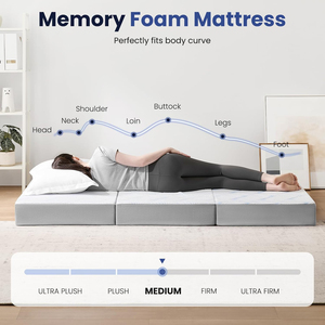 Colchón Plegable de Espuma Viscoelástica de 6 Pulgadas Tamaño Queen - Funda Transpirable y Lavable, <span class=keywords><strong>Cama</strong></span> Portátil para Invitados, Uso Escolar, Moderno - Product Image 4