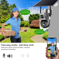 Caméra solaire WIFI V380 Offres Spéciales noir argent à double objectif Caméra solaire WIFI CCTV réseau étanche sans fil alimentée par batterie 6MP Caméra solaire