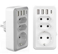 Adaptateur de prise murale multiprise standard allemand WPS 1 2 voies, extension OEM, prise ignifuge PC 3 orifices, quatre USB, CE