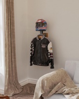 Support mural pour casque en bois de pin avec crochets de fixation, support pour casque de moto, support mural pour casque