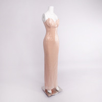 Robe longue moulante élégante pour femme avec bretelles spaghetti et sequins, design bustier coquille, idéale pour les soirées et occasions décontractées