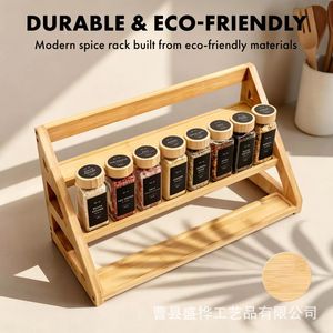 Wooden <b>Kitchen</b> Spice <b>Rack</b> 3 Tier Multi Function Storage Organizer For Spices And Utensils - Product Image 3