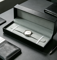 Boîte d'emballage pour montre en bois MDF faite à la main, forme rectangulaire/carrée, logo/design graphique personnalisé, rangement cadeau pour montres-bracelets