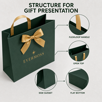 Sac cadeau en papier kraft recyclé personnalisé avec poignée Flexiloop et impression dorée pour emballage de Noël durable en gros