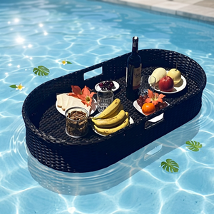 Plateau flottant ovale en rotin tressé de luxe moderne, fabriqué au Vietnam, prix de gros, pour fêtes résidentielles à la piscine - Product Image 4
