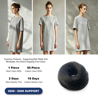 Extensions de cheveux humains lisses et doux, chignon, queue de cheval, perruque en chignon donut
