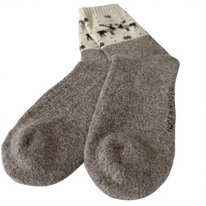 Wholesale Taupe Reindeer Crew <b>Socks</b> 100% Mongolian Sheep Wool Knitted <b>Winter</b> Warm Thick Christmas <b>Socks</b> for Women - Product Image 6