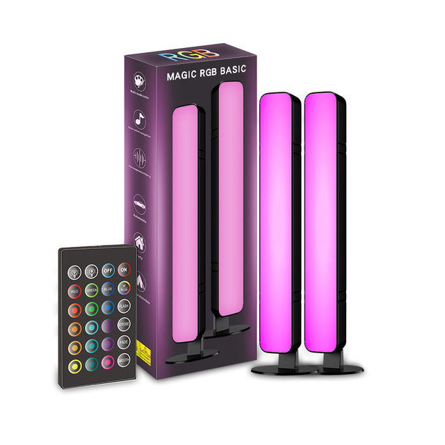 USB Smart LED Light Bars RGB 16 Color Changing Music Sync Ambient Lamp Voice-Activated Music Rhythm Strips for PC Gaming Room