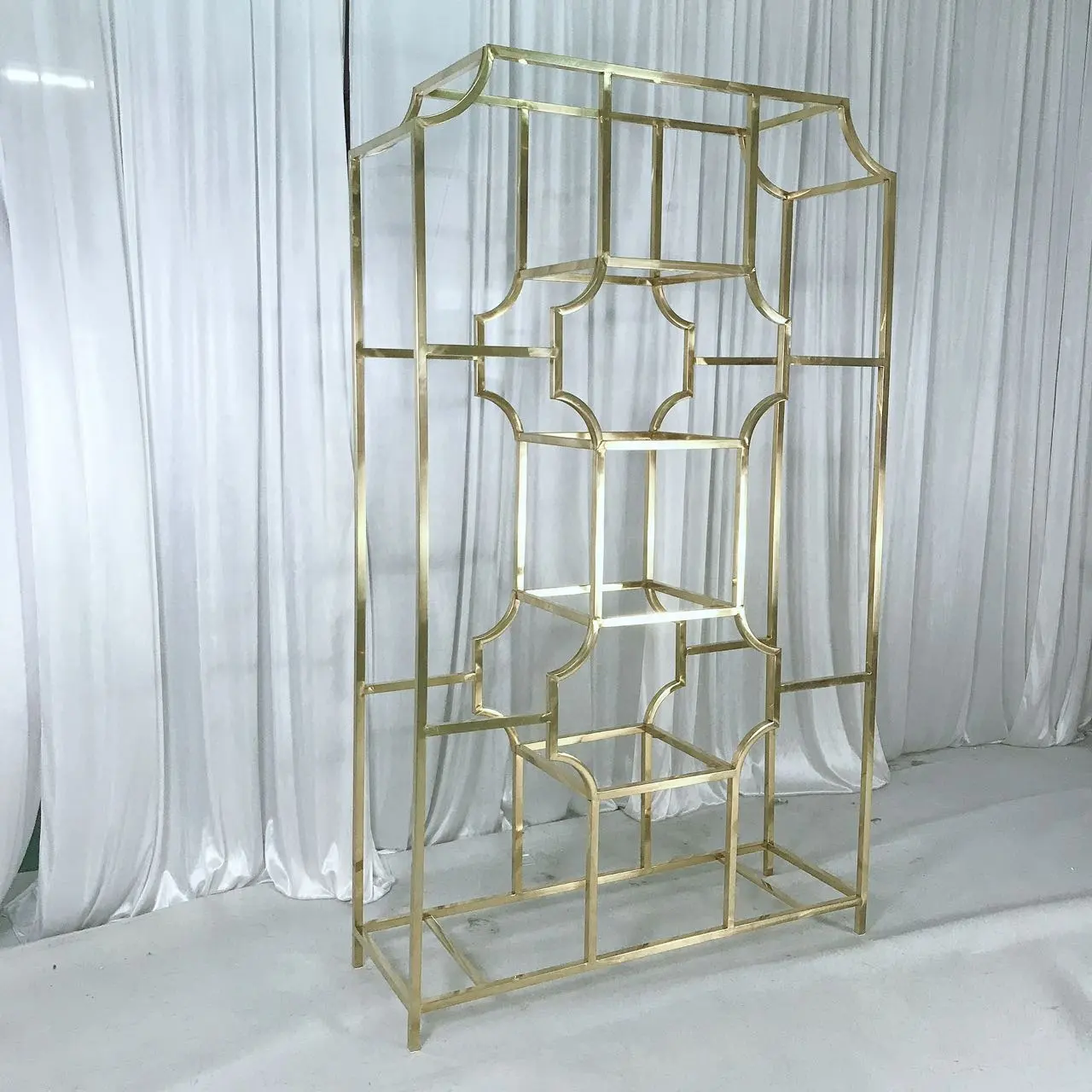 Elegant Wine Shelf Bar Rack Golden Stainless Steel shower shelf wedding decorative shelves
