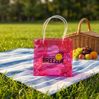Sacs fourre-tout en PVC réutilisables avec logo personnalisé, sacs à vin transparents imperméables en plastique transparent, sacs à glace