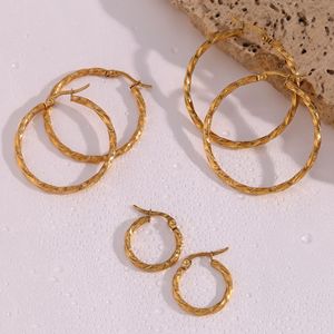 Boucles d'oreilles pendantes tendance en acier inoxydable plaqué or 18 carats, plusieurs tailles, épaisses, pour femmes, vente en gros, cadeau de Saint-Valentin - Product Image 5