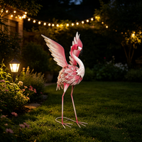 Grande statue de flamant rose rose pour jardin, décoration extérieure pour jardin, patio, pelouse, fontaine d'eau