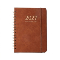 Agenda hebdomadaire 2027 pour le bureau et les études, carnet A5 en cuir avec reliure spirale, planificateur mensuel