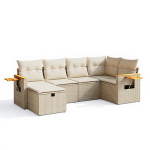 Set Divano Modulare da Giardino in Rattan PE Beige, Arredamento da Esterno con Cuscini, Design Confortevole ed Elegante - Product Image 1