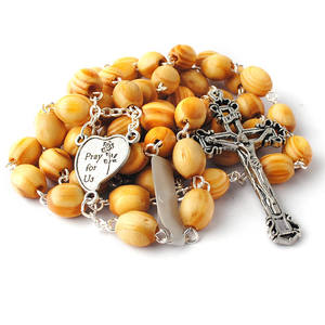 Chapelet <span class=keywords><strong>de</strong></span> chaîne à perles en bois, pin antique, avec pendentif religieuse <span class=keywords><strong>de</strong></span> fatma, pièce du Center, collier avec Crucifix religieux - Product Image 3
