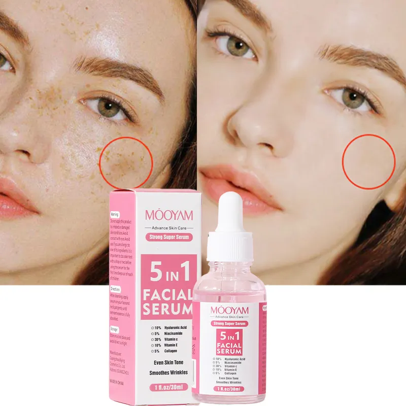 Beauty Private Label Facial Serum Skin Care Face Anti Aging Nicotinamide Hyaluronic Acid Vitamin C E HA 5 In 1 Serum