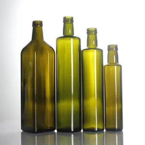 Commercio all'ingrosso 250ml 375ml 500ml 750ml 1000ml verde scuro ambra rotonda piazza marasca di oliva olio di vetro bottiglie