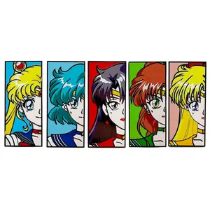 5 New Design High Quality Anime Sailor girls Cloisonne Polished Alloy Brooches Pins