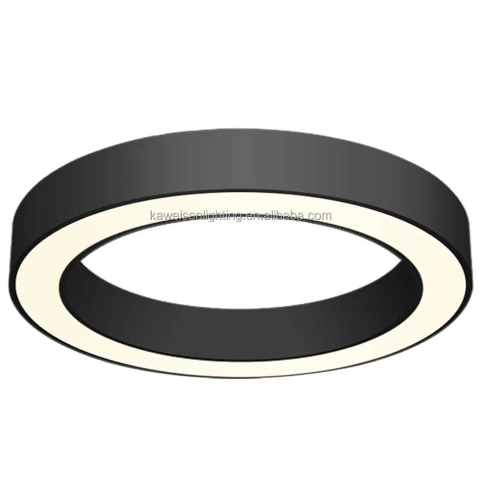 Modern Hotel Customized Size Black Housing Dimmable Circle Surface Mount Lamp Ceiling Wall Led Circular Linear Ring Panel Light