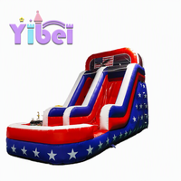 Toboggan aquatique gonflable double piste pour extérieur, en PVC robuste, idéal pour les fêtes estivales et la location en parc d'attractions