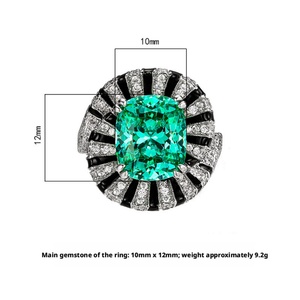 High Quality Jewelry Eco-friendly Copper Silver Plated 10*12mm Green Zircon Unique Spiral Design <b>Rings</b> for Bold Creative Style - Product Image 2