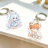 Porte-clés personnalisé en acrylique double couche effet vitrail, breloque de sac, pendentif dessin animé/anime personnalisé pour cadeaux, vente en gros
