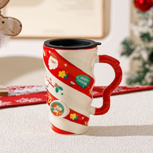 Taza de Cerámica con Diseño Navideño Rojo y Blanco, con Asa Roja, en Caja de Regalo, para Regalos Navideños y Uso Diario en la Oficina - Product Image 3