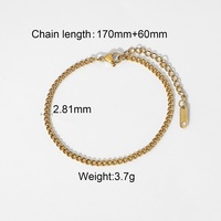 Gelang Rantai Desain Perhiasan Lapis Emas 18k Baja Anti Karat untuk Wanita dan Pria