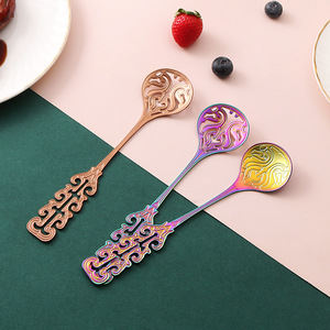 Cuchara Creativa Retro de Acero Inoxidable 304, Hueca, para Postre, Helado, Café, Sopa, Estilo Europeo - Product Image 3