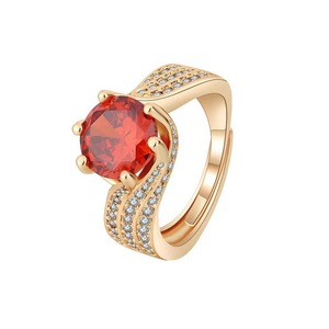 Copper European American-style Solitaire Lab Created Zircon Pave-set Trendy Wedding Engagement <b>Ring</b> for Women Popular Geometric - Product Image 5