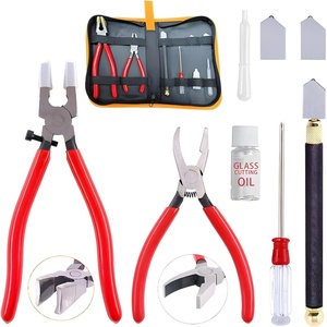 Kit d'outils de <span class=keywords><strong>découpe</strong></span> de verre de qualité supérieure, coupe-verre robuste pour vitraux, mosaïques, fusion et brisage - Product Image 1